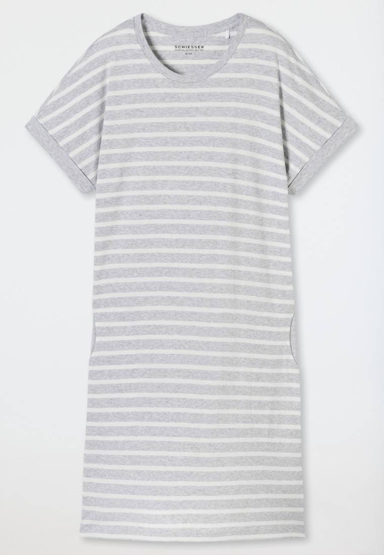 Schiesser Sleepshirt kurzarm Streifen silbergrau-meliert - Casual Essentials Vierteljährliche Förderung