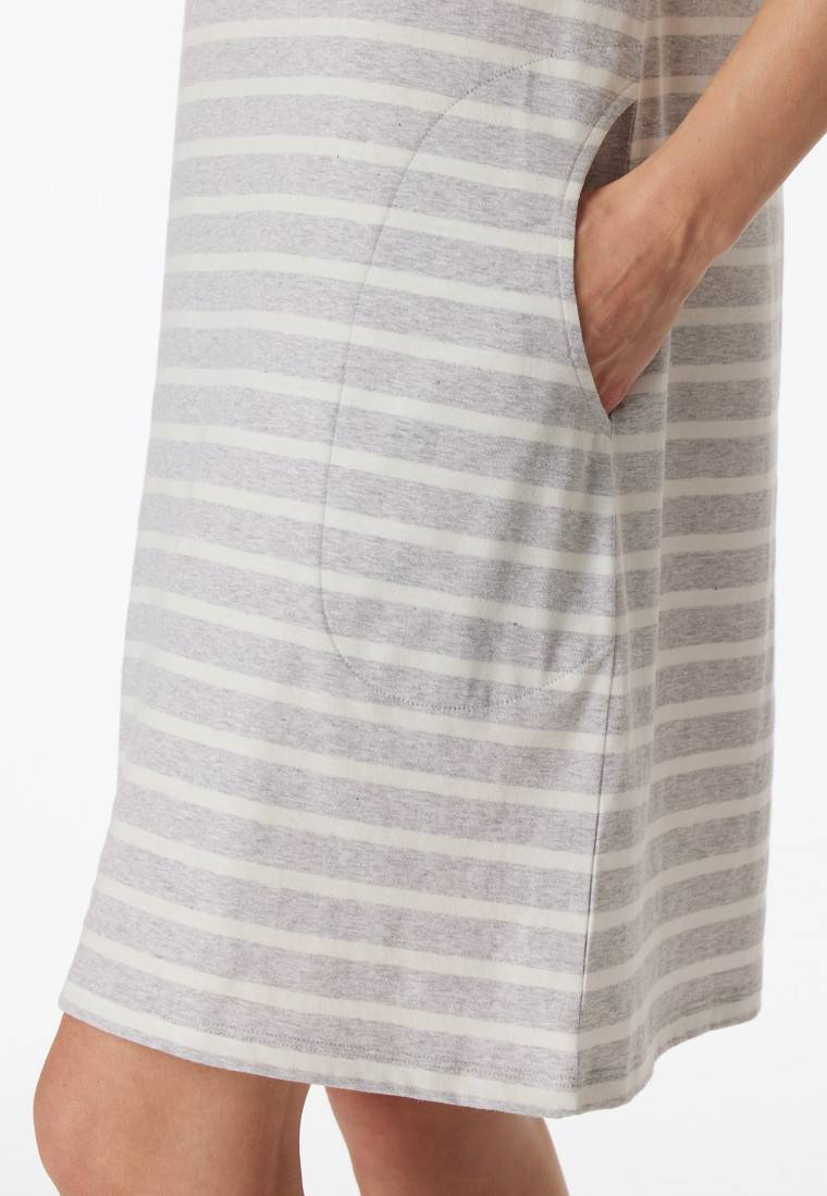 Schiesser Sleepshirt kurzarm Streifen silbergrau-meliert - Casual Essentials Vierteljährliche Förderung