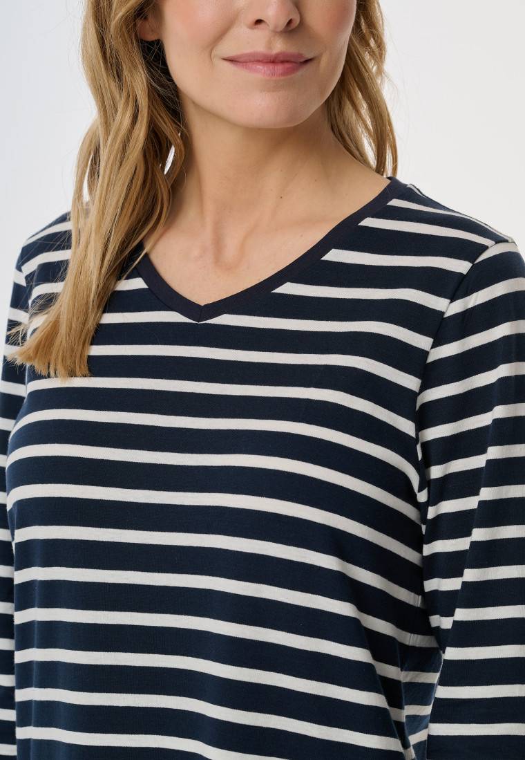 Schiesser Nachthemd langarm Streifen nachtblau - Casual Essentials Bis zu 55% Rabatt