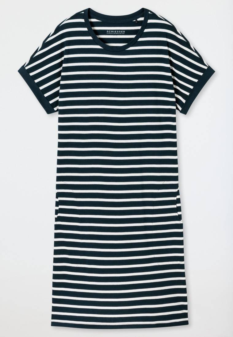 Schiesser Sleepshirt kurzarm Streifen nachtblau - Casual Essentials Discount Store für neue Produkte