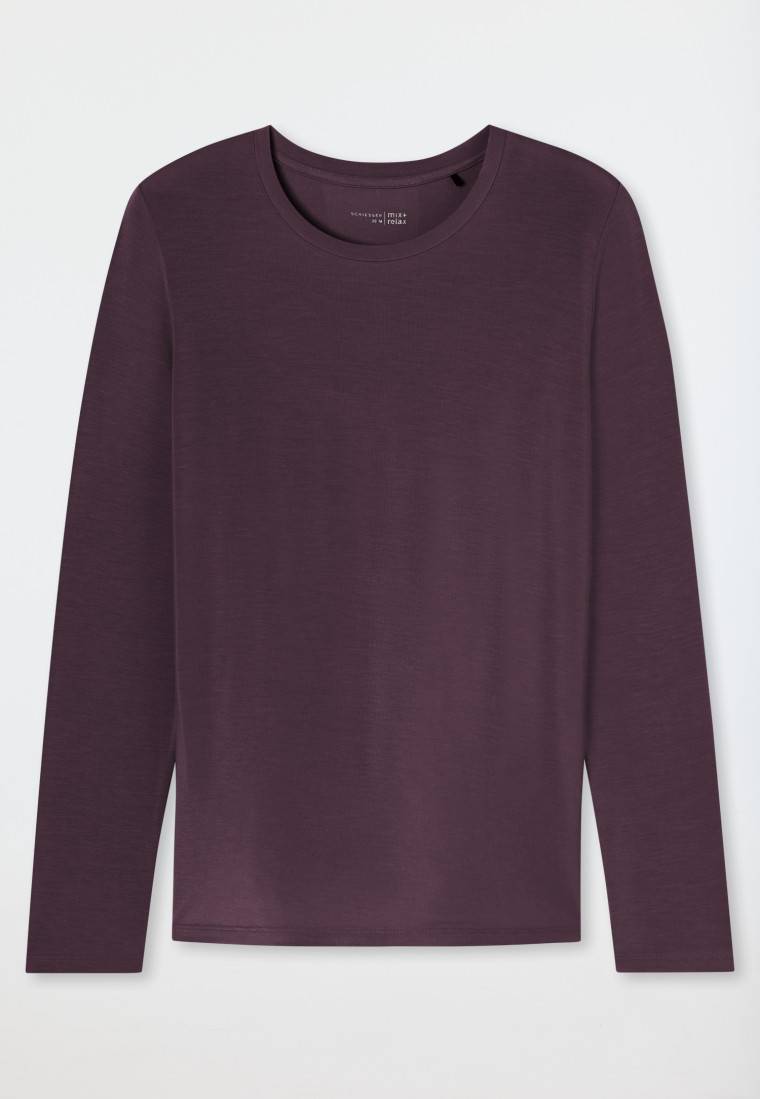 Schiesser Shirt langarm rundhals pflaume - Mix+Relax 50% Rabatt mit kostenlosem Versand