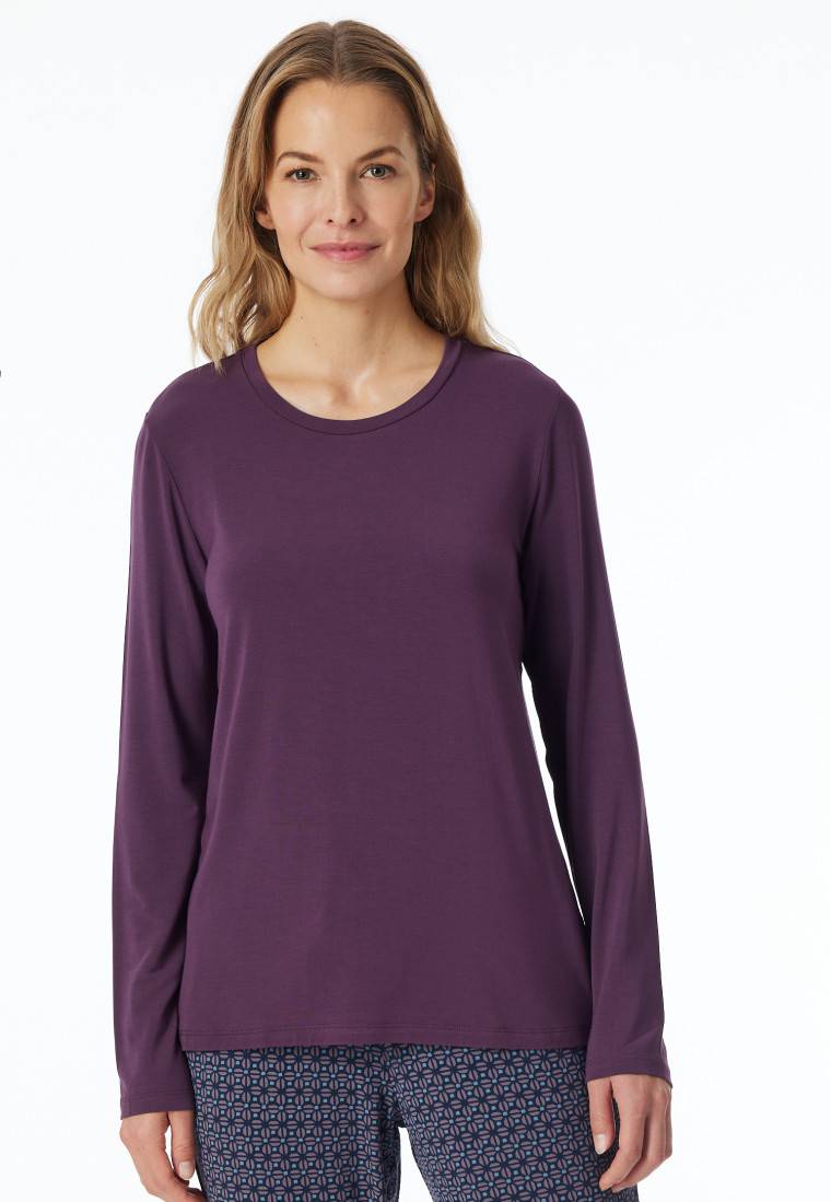 Schiesser Shirt langarm rundhals pflaume - Mix+Relax 50% Rabatt mit kostenlosem Versand