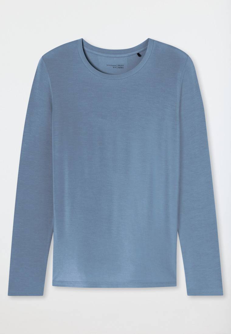 Schiesser Shirt langarm rundhals blaugrau - Mix+Relax Clearance-Verkauf