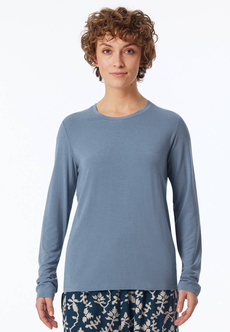 Schiesser Shirt langarm rundhals blaugrau - Mix+Relax Clearance-Verkauf