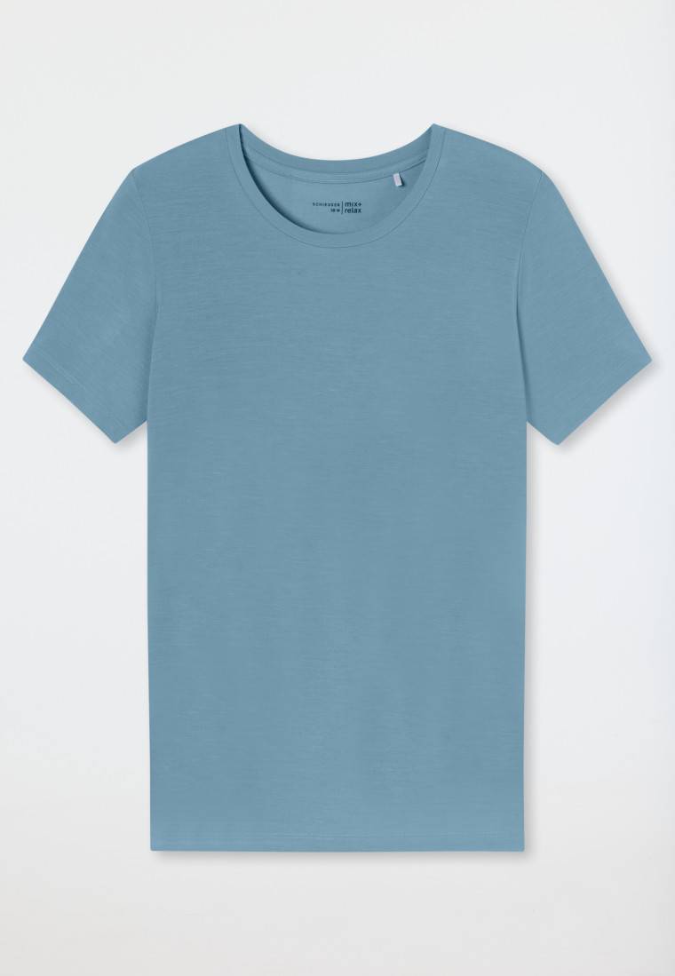 Schiesser Shirt kurzarm rundhals blaugrau - Mix+Relax Kostenloser Versand international