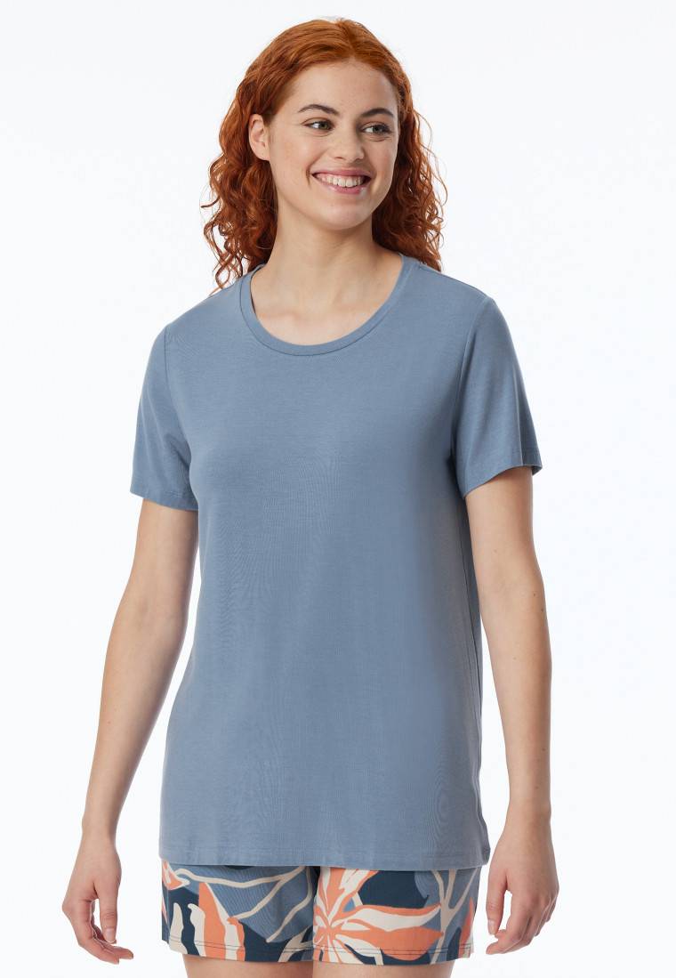 Schiesser Shirt kurzarm rundhals blaugrau - Mix+Relax Kostenloser Versand international