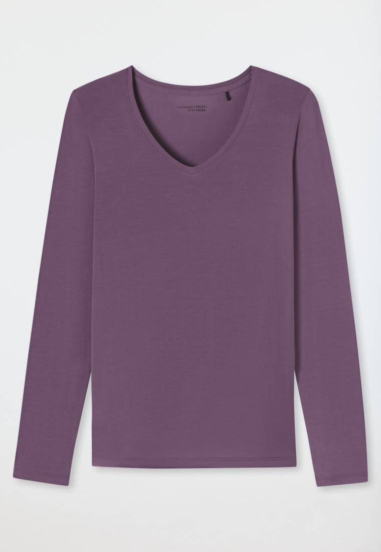 Schiesser Shirt langarm V-Ausschnitt malve - Mix+Relax Fabrikladen