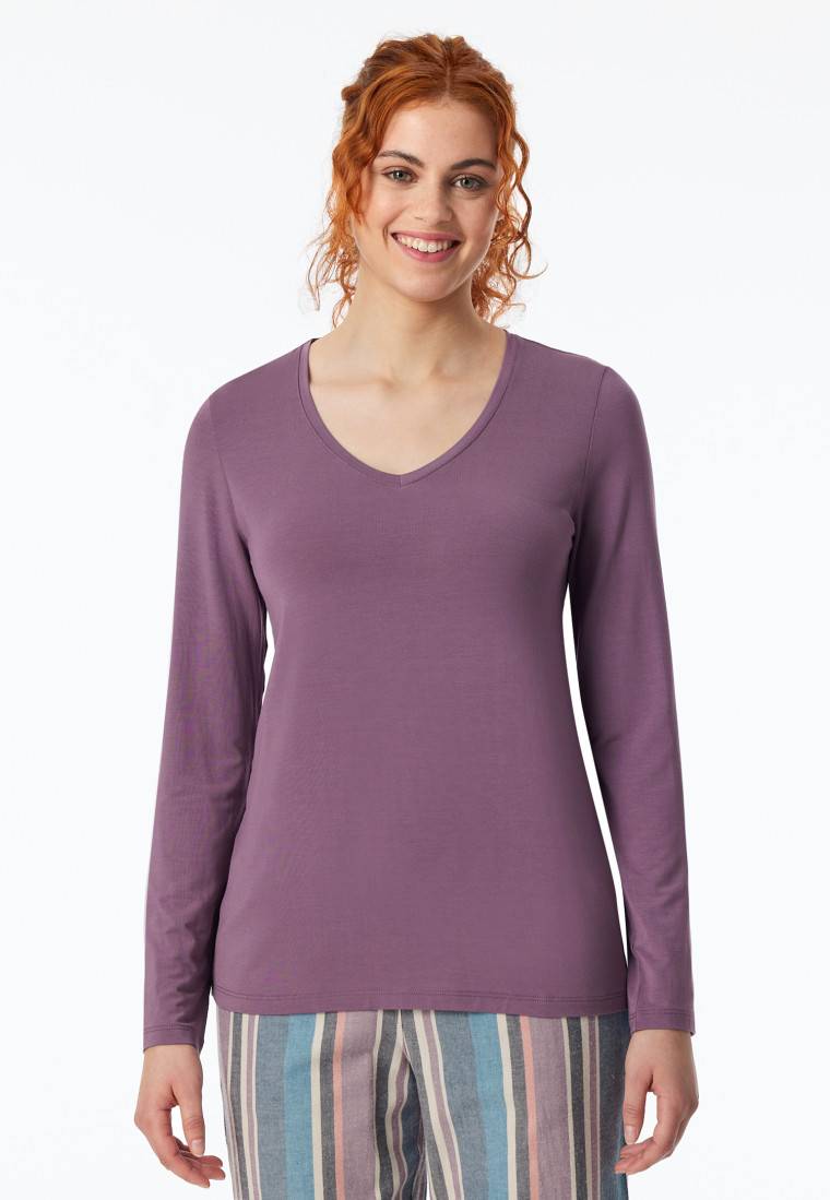 Schiesser Shirt langarm V-Ausschnitt malve - Mix+Relax Fabrikladen