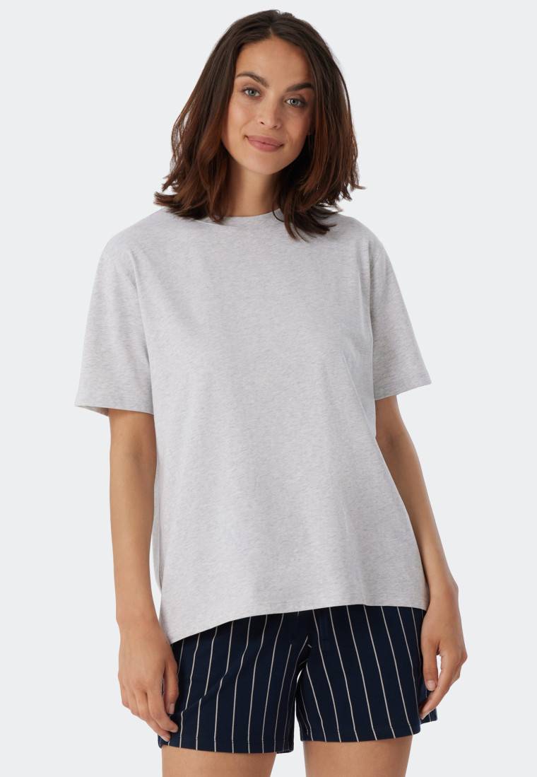 Schiesser Shirt kurzarm grau meliert - Mix+Relax Fabrikverkauf