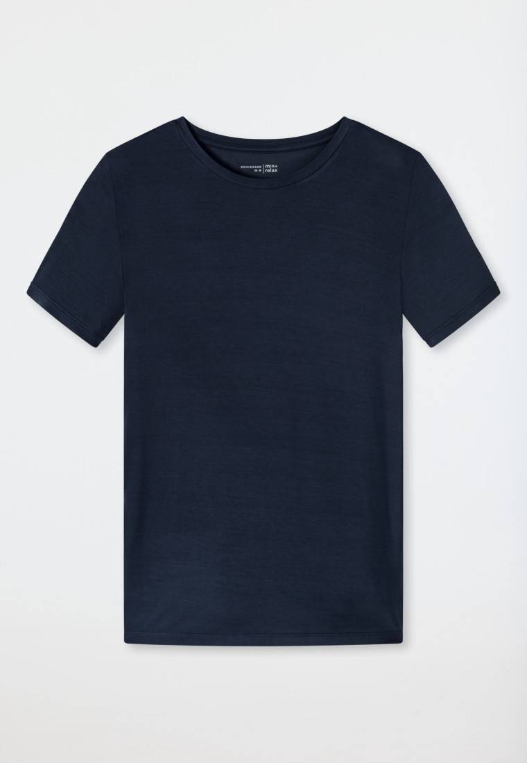 Schiesser Shirt kurzarm Modal blau - Mix+Relax Kostenloser Versand