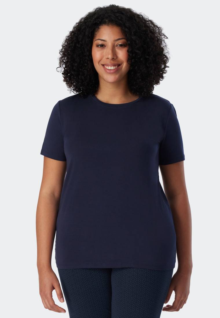 Schiesser Shirt kurzarm Modal blau - Mix+Relax Kostenloser Versand