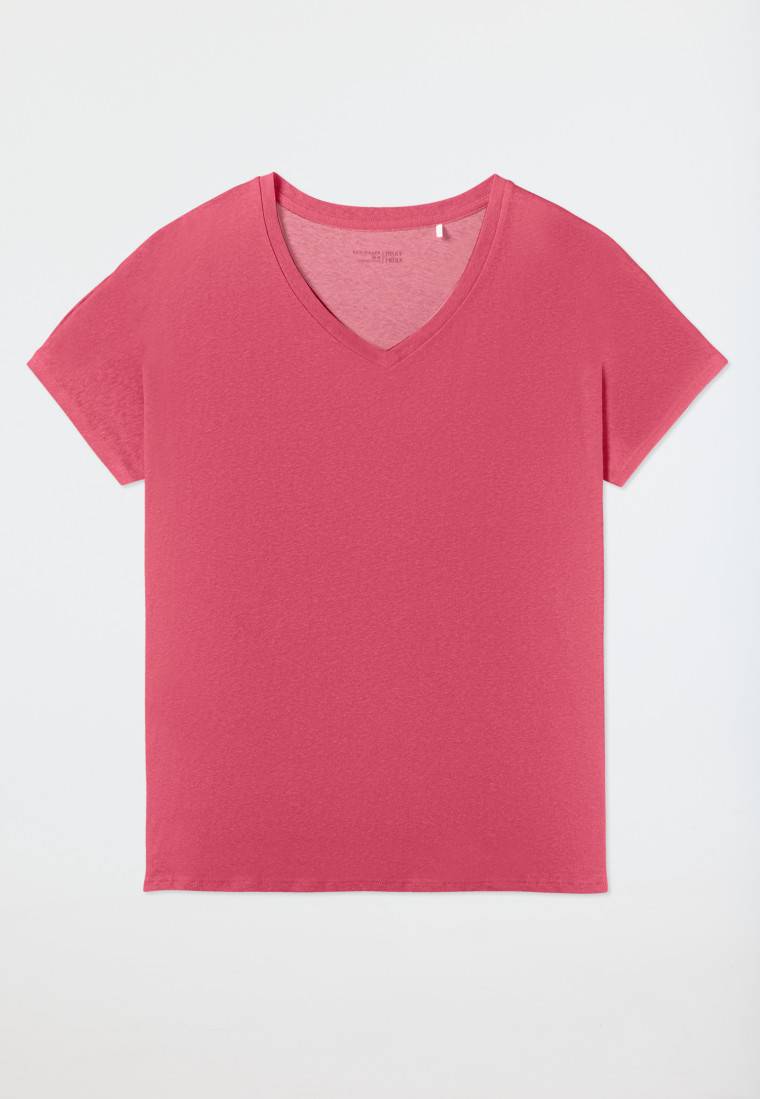 Schiesser Shirt kurzarm V-Ausschnitt pink - Mix+Relax Limitierter Zeitrabatt