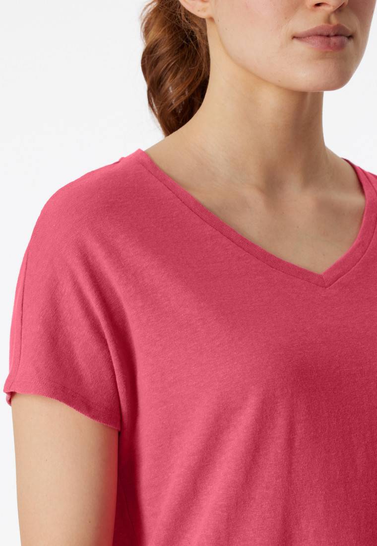 Schiesser Shirt kurzarm V-Ausschnitt pink - Mix+Relax Limitierter Zeitrabatt