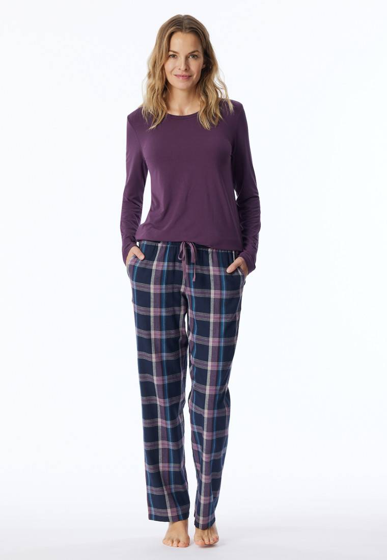 Schiesser Hose lang Flanell Organic Cotton Karos multicolor - Mix+Relax Fabrik Onlineshop