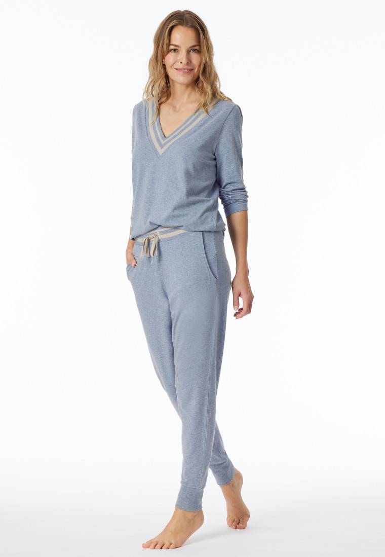 Schiesser Loungehose lang Organic Cotton Bündchen jeans-meliert - Mix+Relax Rabatt