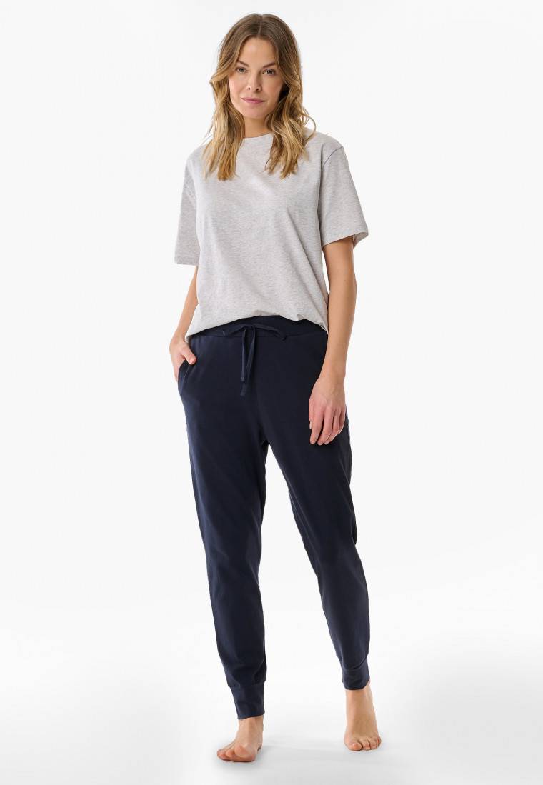 Schiesser Hose lang Bündchen dunkelblau - Mix+Relax Versandkostenfrei