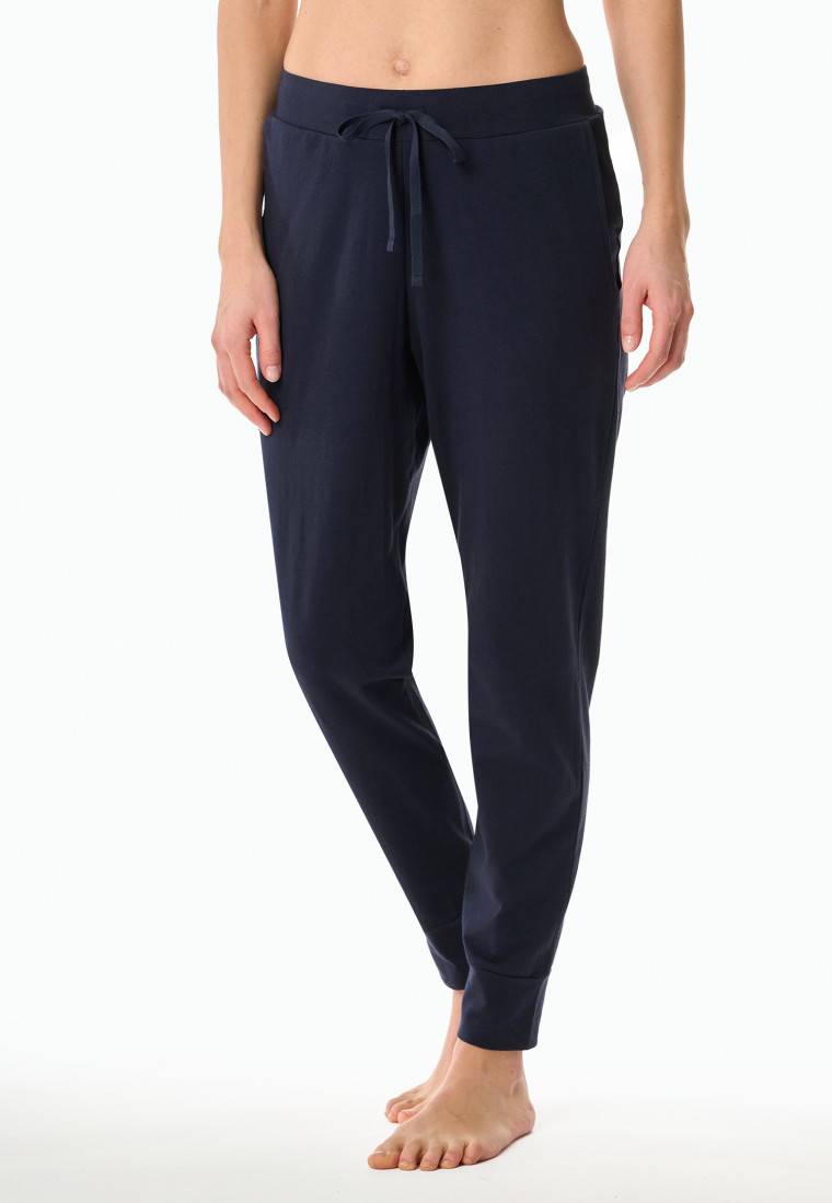 Schiesser Hose lang Bündchen dunkelblau - Mix+Relax Versandkostenfrei
