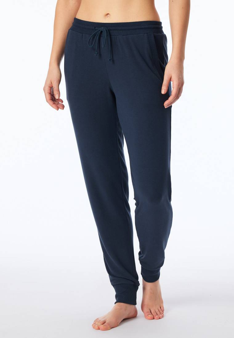 Schiesser Hose lang Feinripp Bündchen nachtblau - Mix+Relax Online Shopping