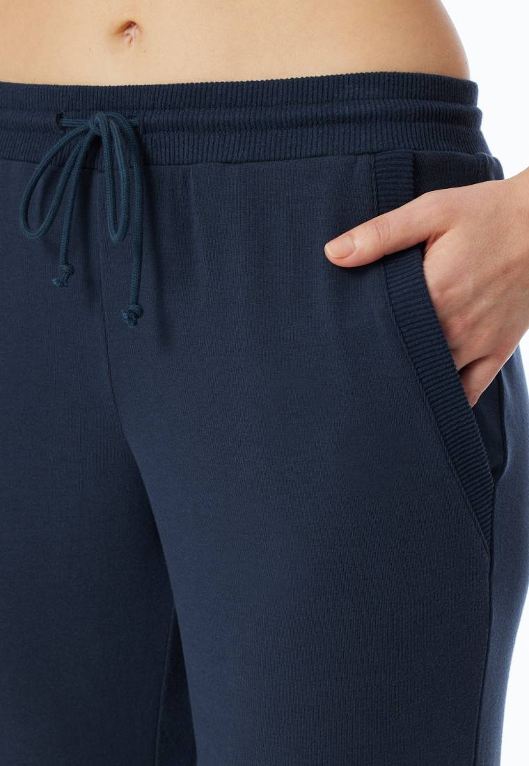Schiesser Hose lang Feinripp Bündchen nachtblau - Mix+Relax Online Shopping