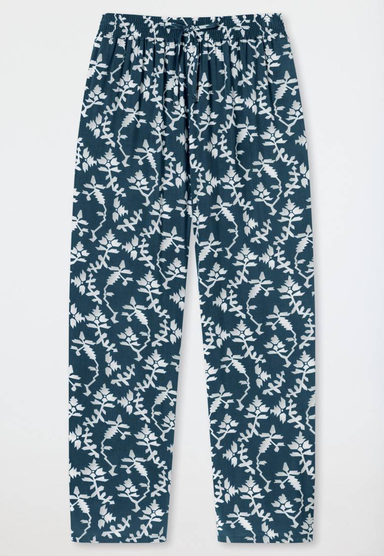 Schiesser Loungehose lang Viskose Blumenprint jeansblau - Mix+Relax Heißer Verkauf
