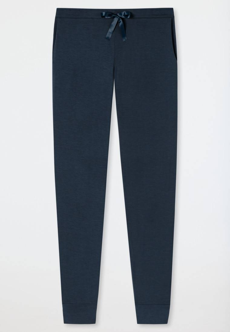 Schiesser Loungehose lang Modal Bündchen blau - Mix+Relax Große Rabatte