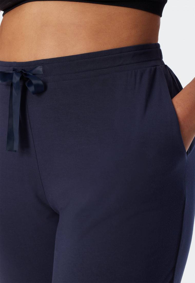 Schiesser Loungehose lang Modal Bündchen blau - Mix+Relax Große Rabatte