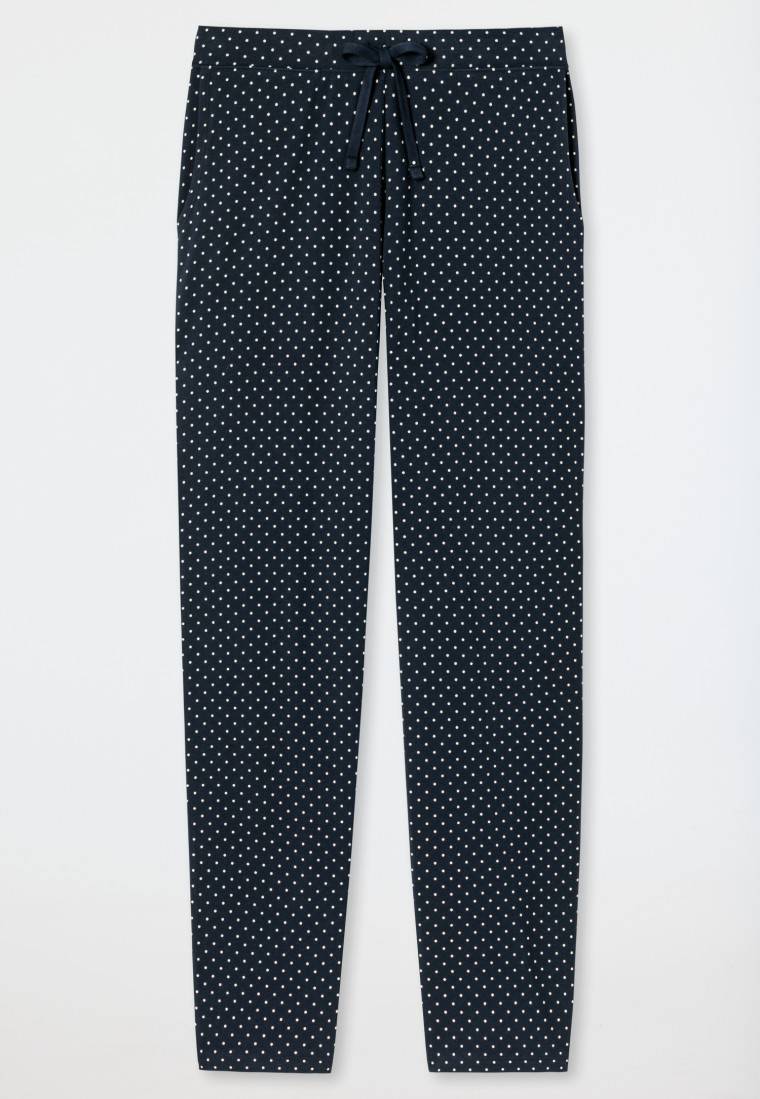 Schiesser Loungehose lang Jersey Punkte dunkelblau gemustert - Mix+Relax Sonderangebote