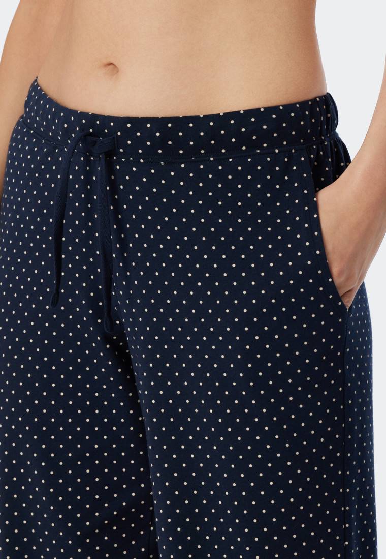 Schiesser Loungehose lang Jersey Punkte dunkelblau gemustert - Mix+Relax Sonderangebote