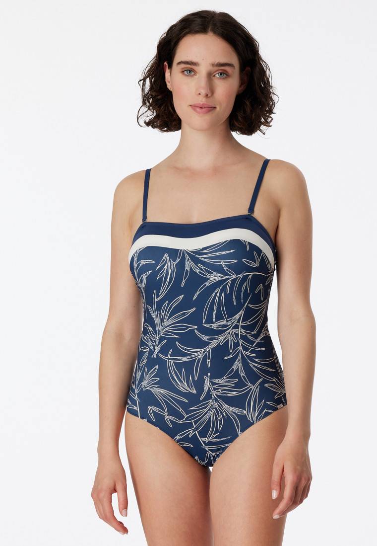Schiesser Bandeau-Badeanzug variable Träger Softcups mit Support multicolor - Aqua Ocean Swim Zeitbegrenzte Promotion