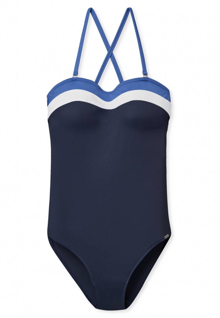Schiesser Bandeau-Badeanzug variable Träger Softcups mit Support nachtblau - Aqua Ocean Swim Bis zu 50% Rabatt