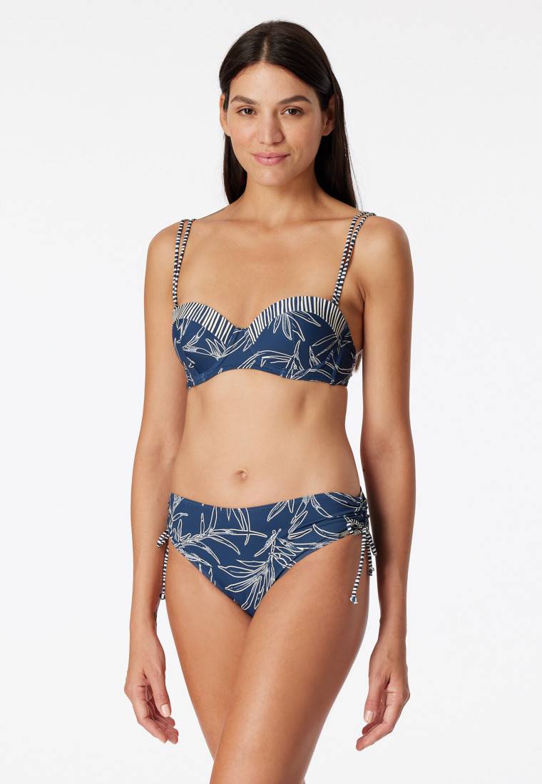 Schiesser Bandeau Bügel-Bikini Softcups variable Träger Midi-Slip verstellbare Seiten blau gemustert - Ocean Swim Riesige Rabatte