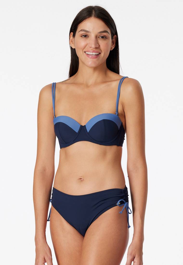Schiesser Bandeau Bügel-Bikini Softcups variable Träger Midi-Slip verstellbare Seiten nachtblau - Ocean Swim Kostenloser Versand international