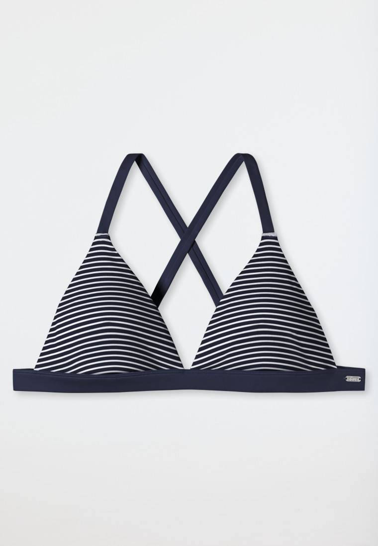Schiesser Bikini Triangel-Top herausnehmbare Cups variable Träger Streifen dunkelblau - Mix & Match Reflections Fabrikladen