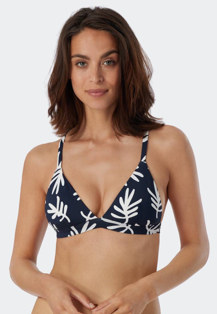 Schiesser Bikini Triangel-Top herausnehmbare Cups variable Träger Korallen dunkelblau-gemustert - Mix & Match Coral Life Speichern exportieren