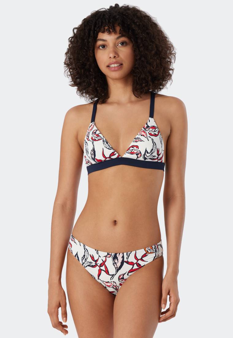 Schiesser Triangel-Bikini herausnehmbare Softcups variable Träger gefüttert Mini-Slip Blumenprint mehrfarbig - Deep Sea Im Verkauf