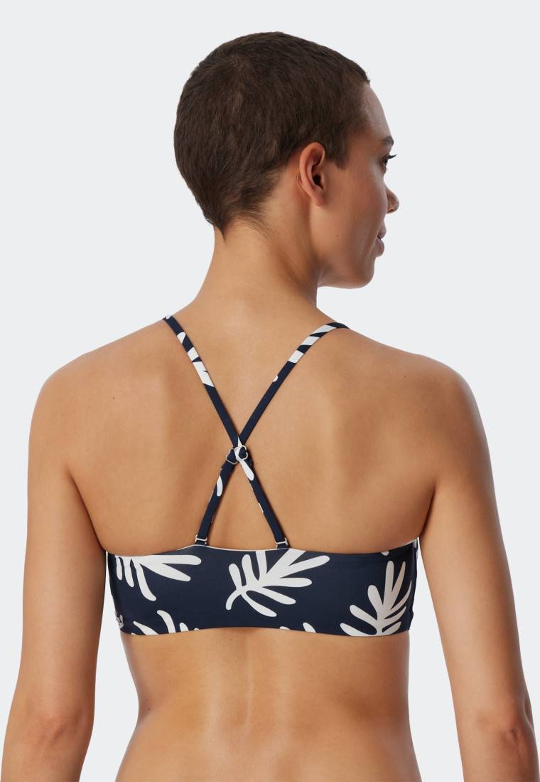 Schiesser Bandeau Bikini-Top gefüttert Softcups variable Träger Korallen dunkelblau-gemustert - Mix & Match Coral Life 50% Rabatt für begrenzte Zeit