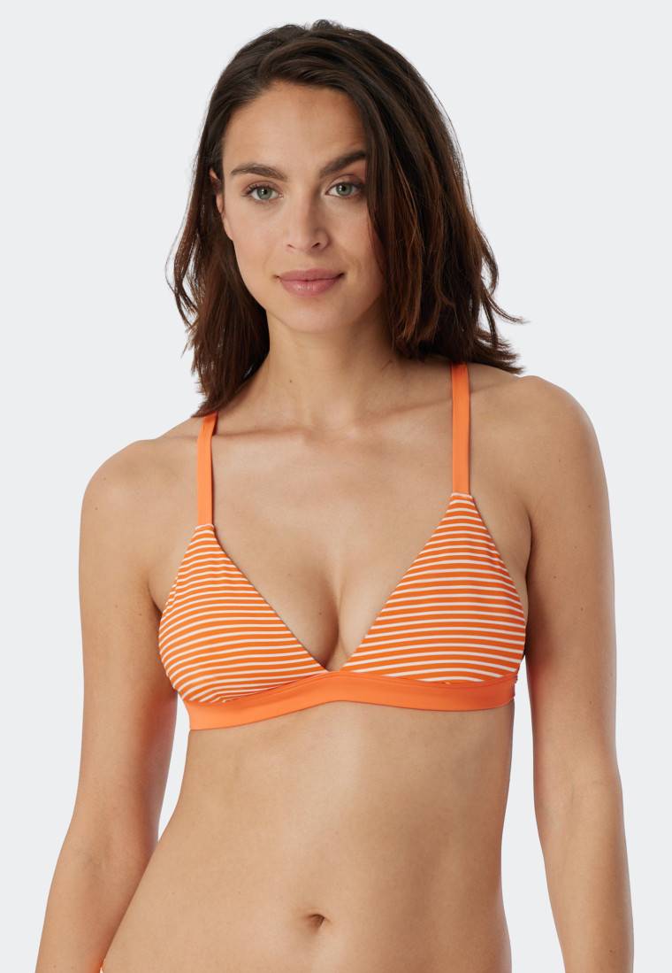 Schiesser Bikini Triangel-Top herausnehmbare Cups variable Träger Streifen orange - Mix & Match Reflections Rabatte dieses Monats