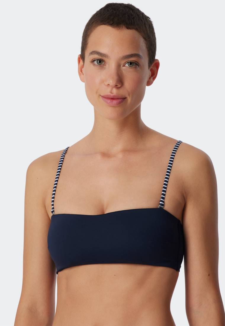 Schiesser Bandeau Bikini-Top gefüttert Softcups variable Träger dunkelblau - Mix & Match Reflections 2025