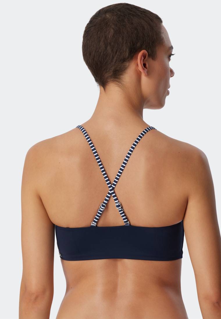 Schiesser Bandeau Bikini-Top gefüttert Softcups variable Träger dunkelblau - Mix & Match Reflections 2025