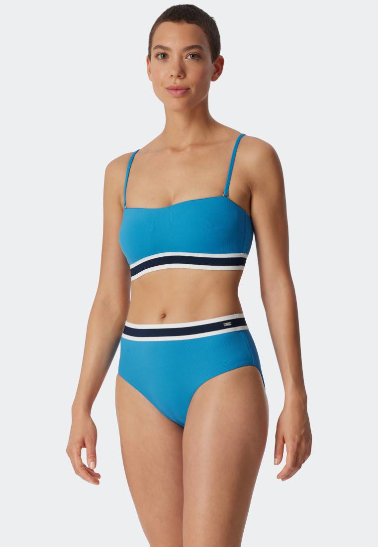 Schiesser Bandeau Bikini-Set Softpads variable Träger Midi-Slip Ripp-Optik aquarium - Underwater Auslauf