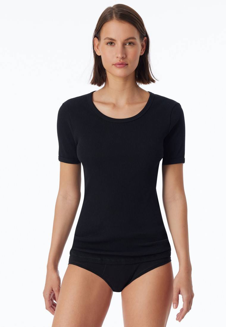 Schiesser Shirt kurzarm schwarz - Revival Greta Fabrikverkauf