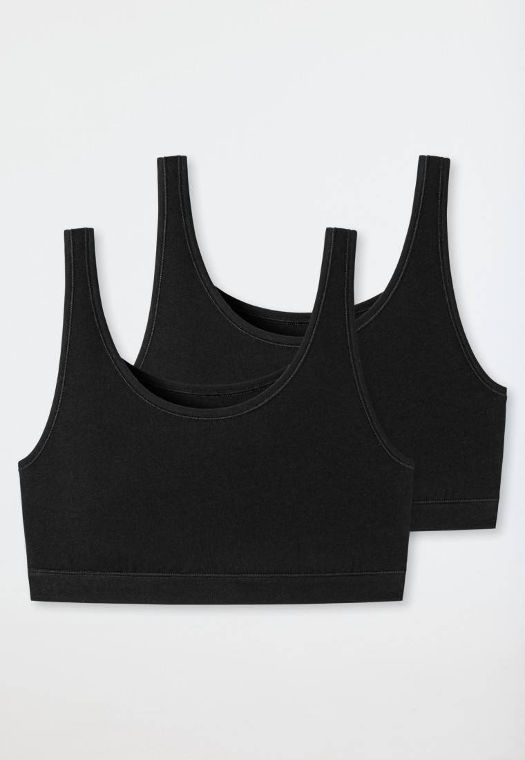 Schiesser Bustier 2er-Pack ohne Cups Organic Cotton schwarz - 95/5 Jubiläumsangebot