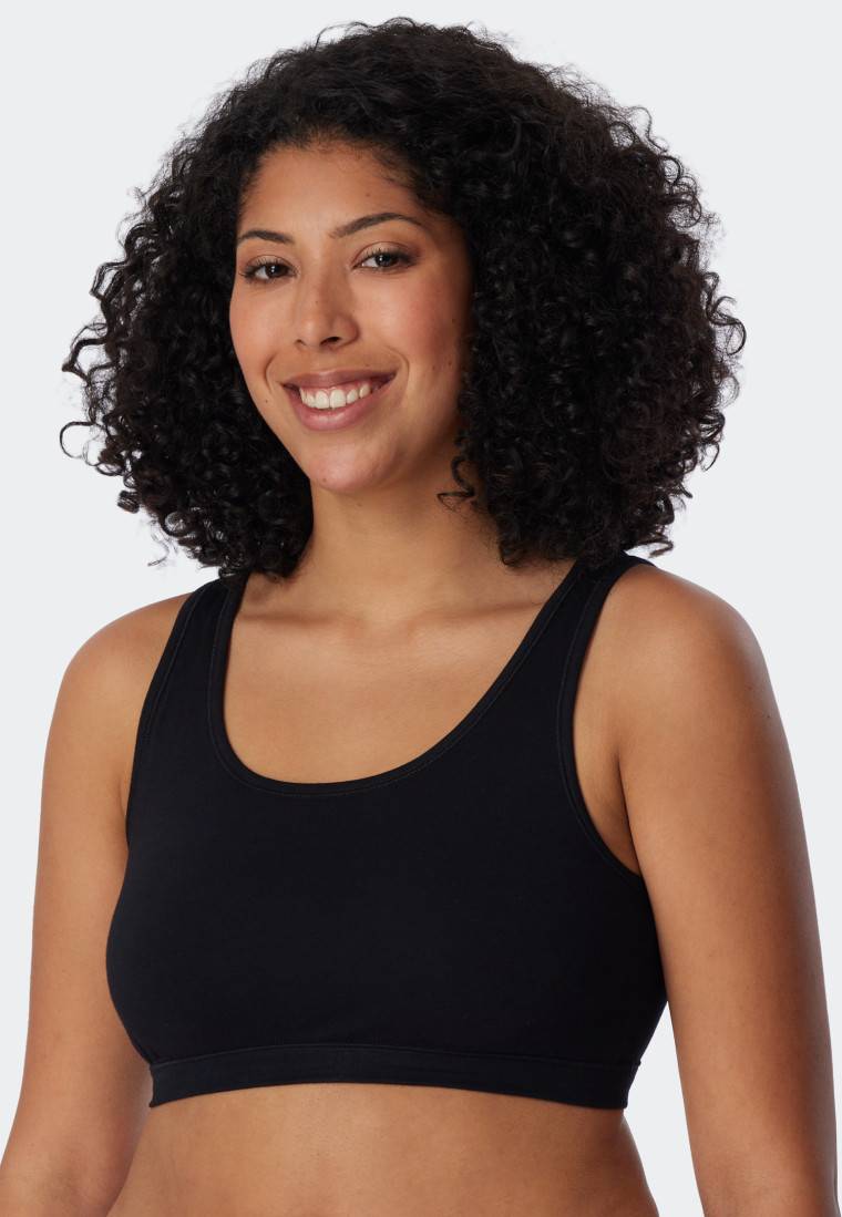 Schiesser Bustier 2er-Pack ohne Cups Organic Cotton schwarz - 95/5 Jubiläumsangebot
