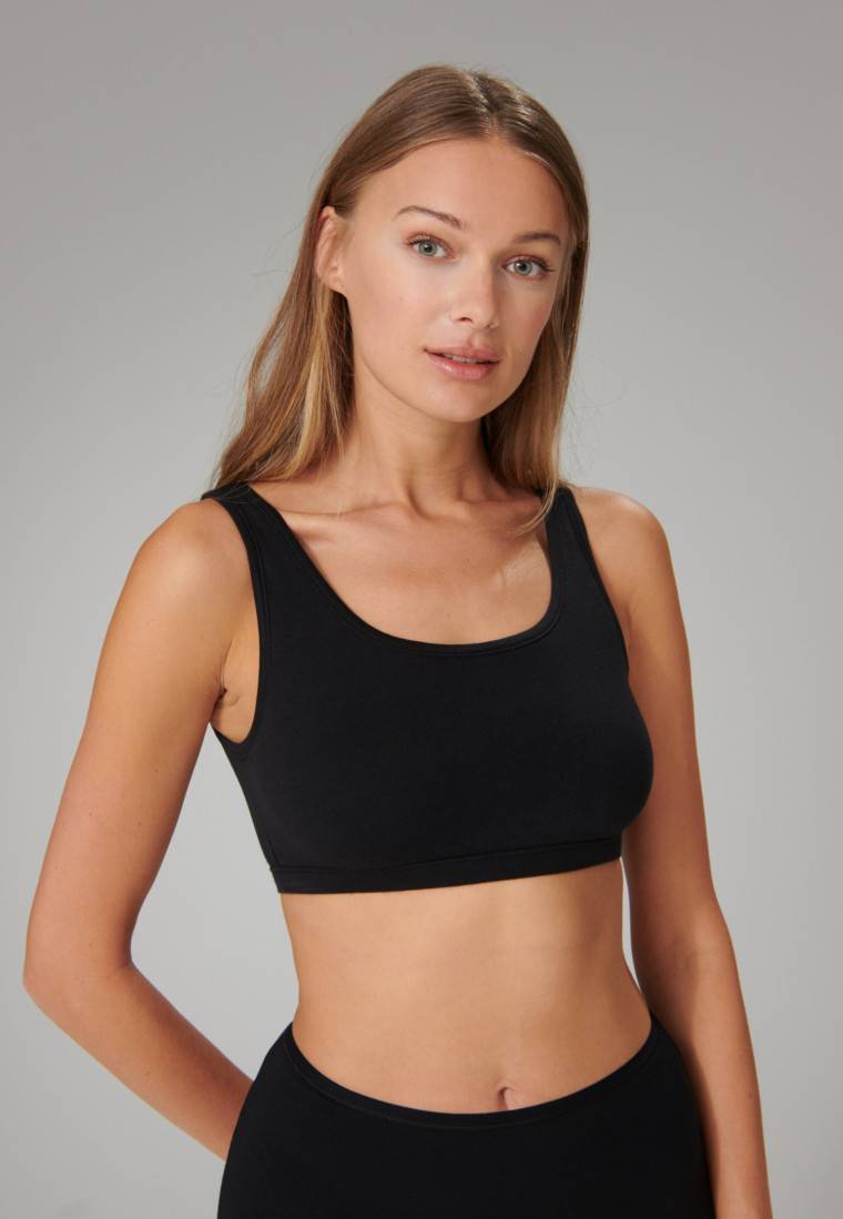 Schiesser Bustier 2er-Pack ohne Cups Organic Cotton schwarz - 95/5 Jubiläumsangebot
