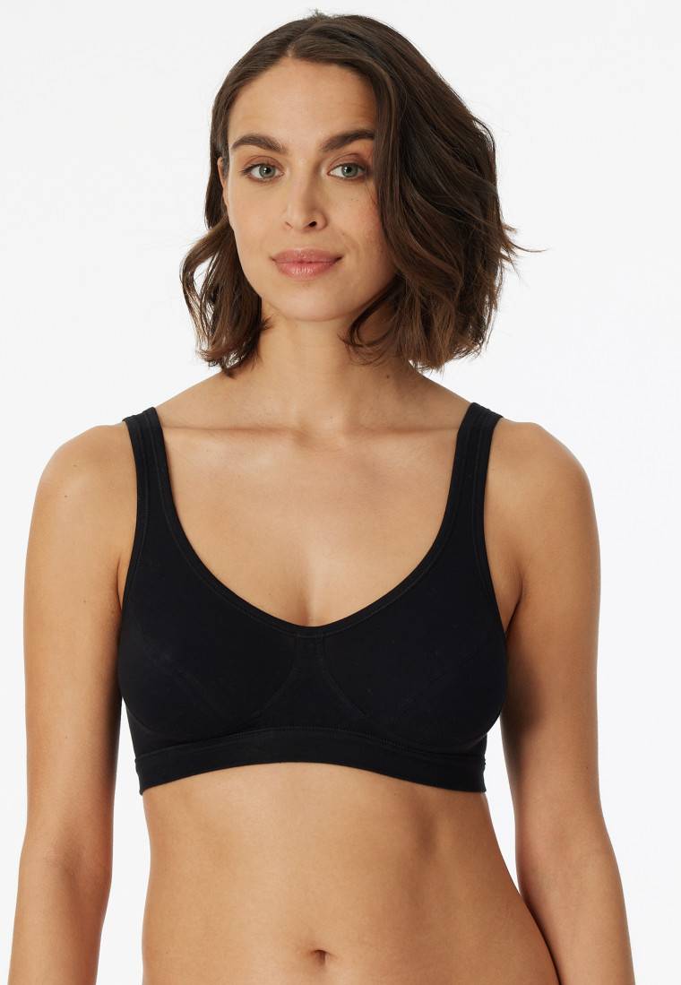 Schiesser Bustier 2er-Pack mit Cups Organic Cotton schwarz - 95/5 Lagerräumung