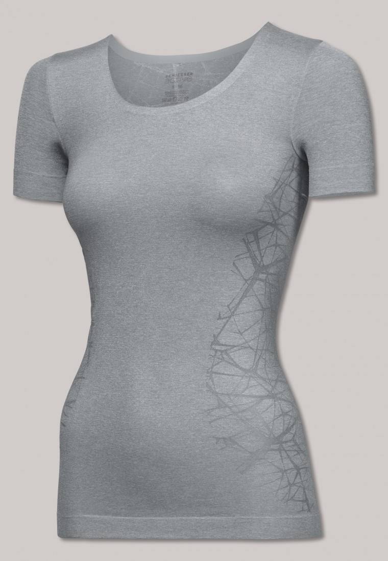 Schiesser Shirt kurzarm ultraleicht Seamless silbergrau - Active Mesh Light Riesige Ersparnisse
