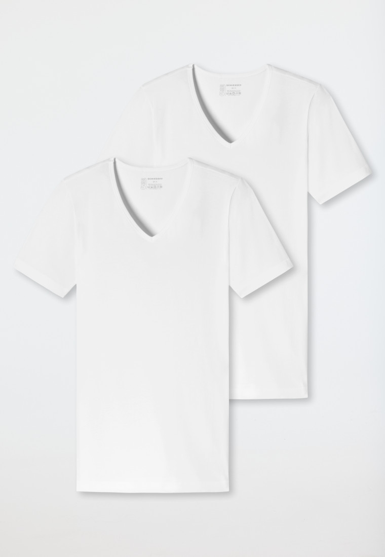 Schiesser Shirts kurzarm 2er-Pack Organic Cotton tiefer V-Ausschnitt weiß – 95/5 Bis zu 60% Rabatt