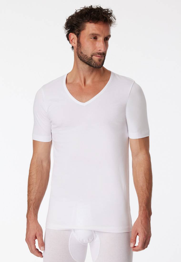 Schiesser Shirts kurzarm 2er-Pack Organic Cotton tiefer V-Ausschnitt weiß – 95/5 Bis zu 60% Rabatt