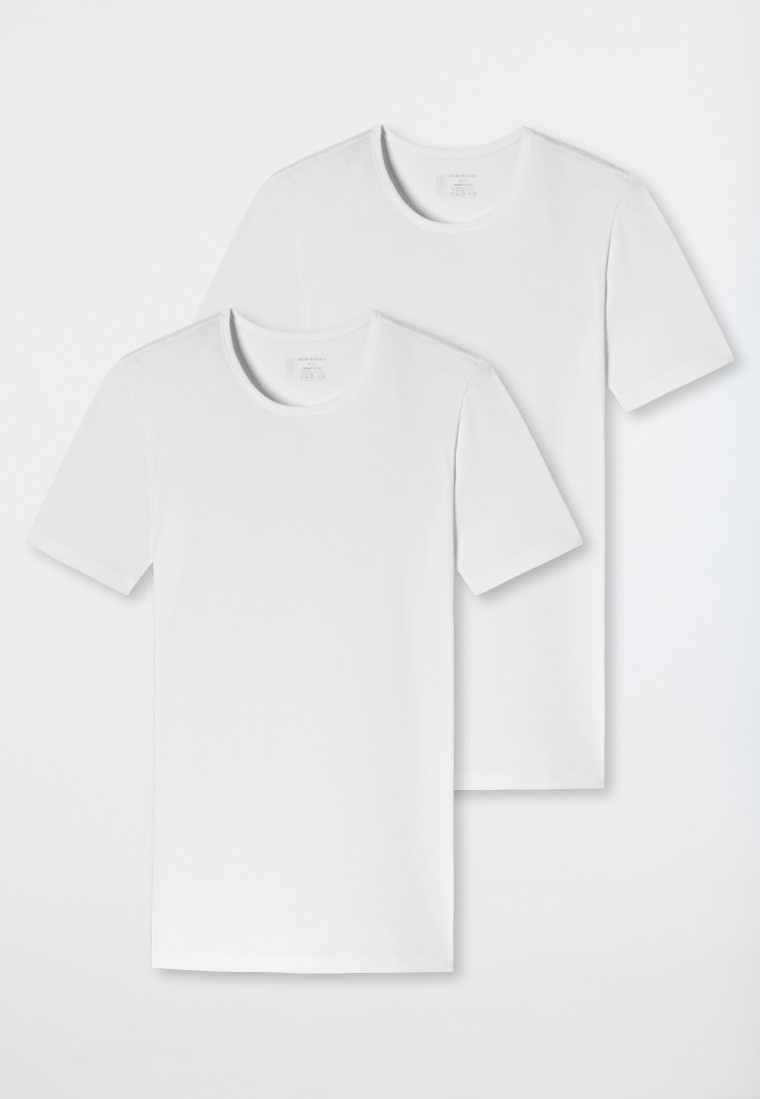 Schiesser Shirts kurzarm 2er-Pack Organic Cotton Rundhals weiß – 95/5 Bis zu 65% Rabatt