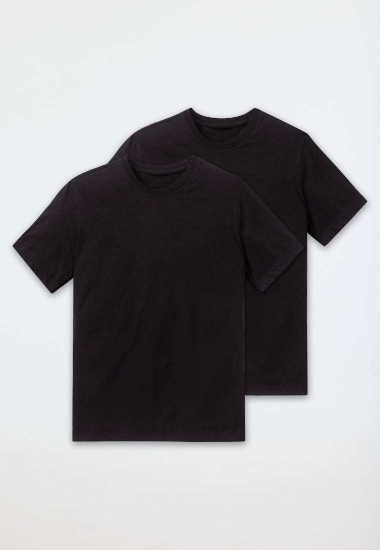 Schiesser Shirt kurzarm Jersey 2er-Pack rundhals schwarz - American T-Shirt Sonderangebot der Fabrik